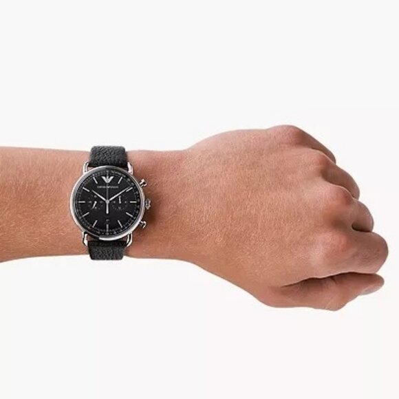 Emporio Armani Men's Chronograph Black Leather Watch - AR11143 - Picture 2 of 3